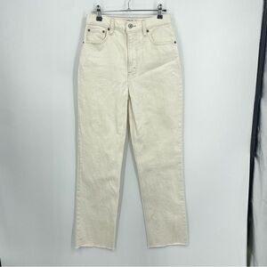 Abercrombie & Fitch ‘90s straight ultra high rise cream ivory Sz 26 2 raw hem